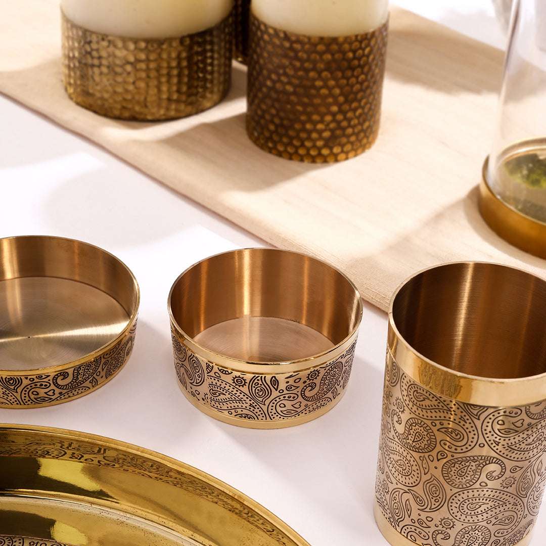 Brass Design Thali/Dinner Set (1.3 Kg) - Image 5