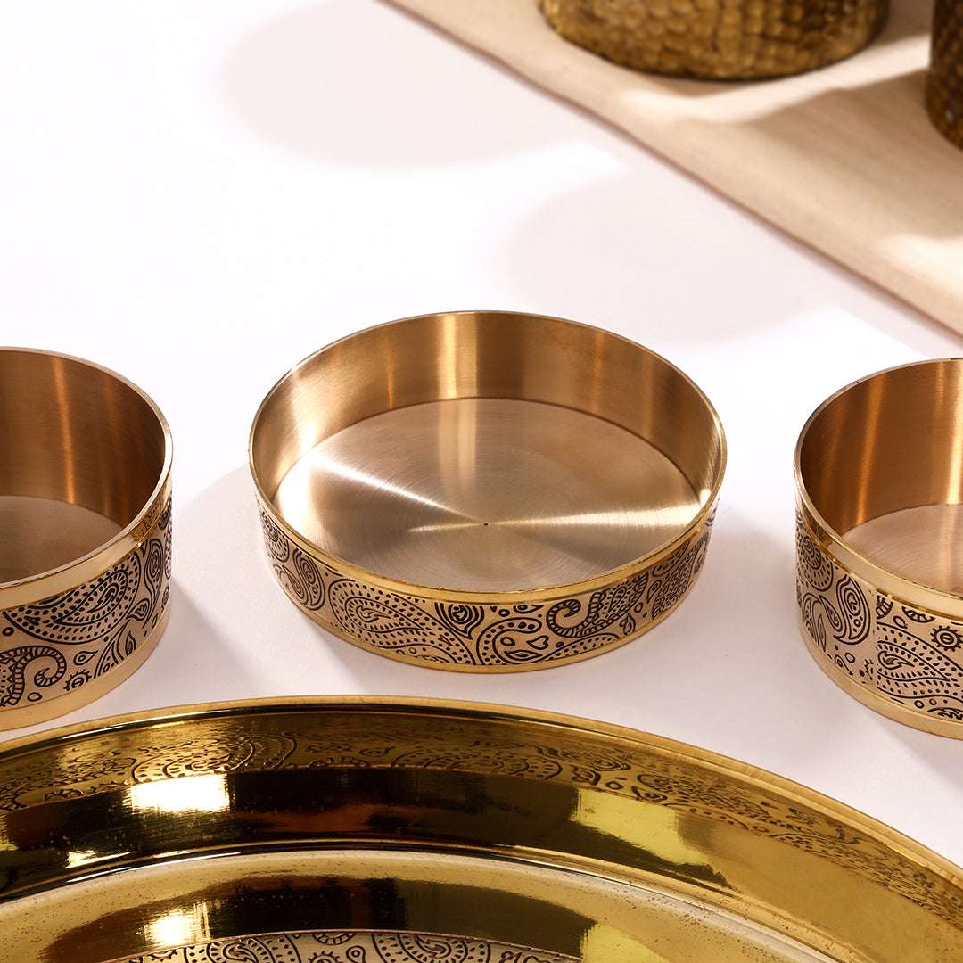 Brass Design Thali/Dinner Set (1.3 Kg) - Image 6