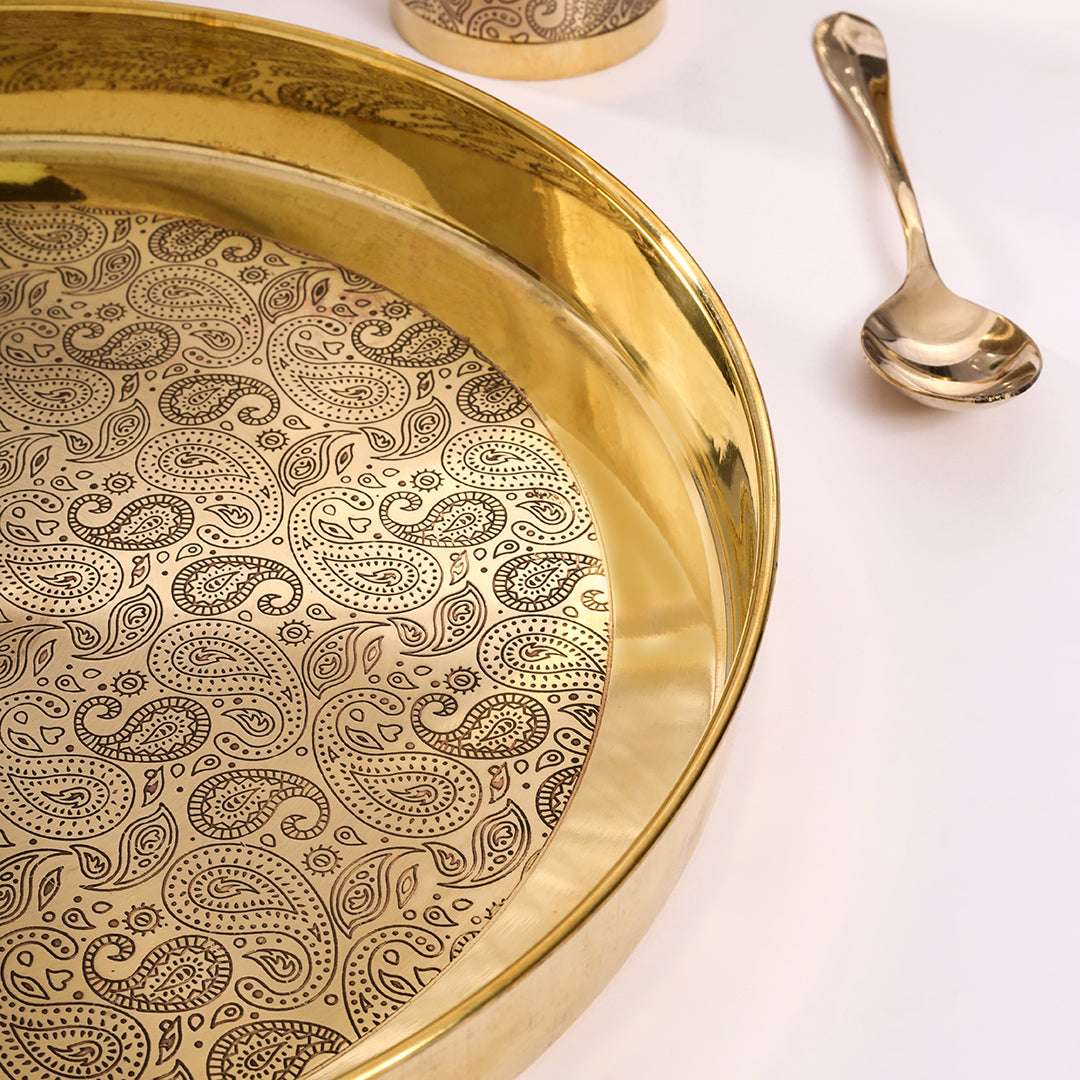 Brass Design Thali/Dinner Set (1.3 Kg) - Image 8