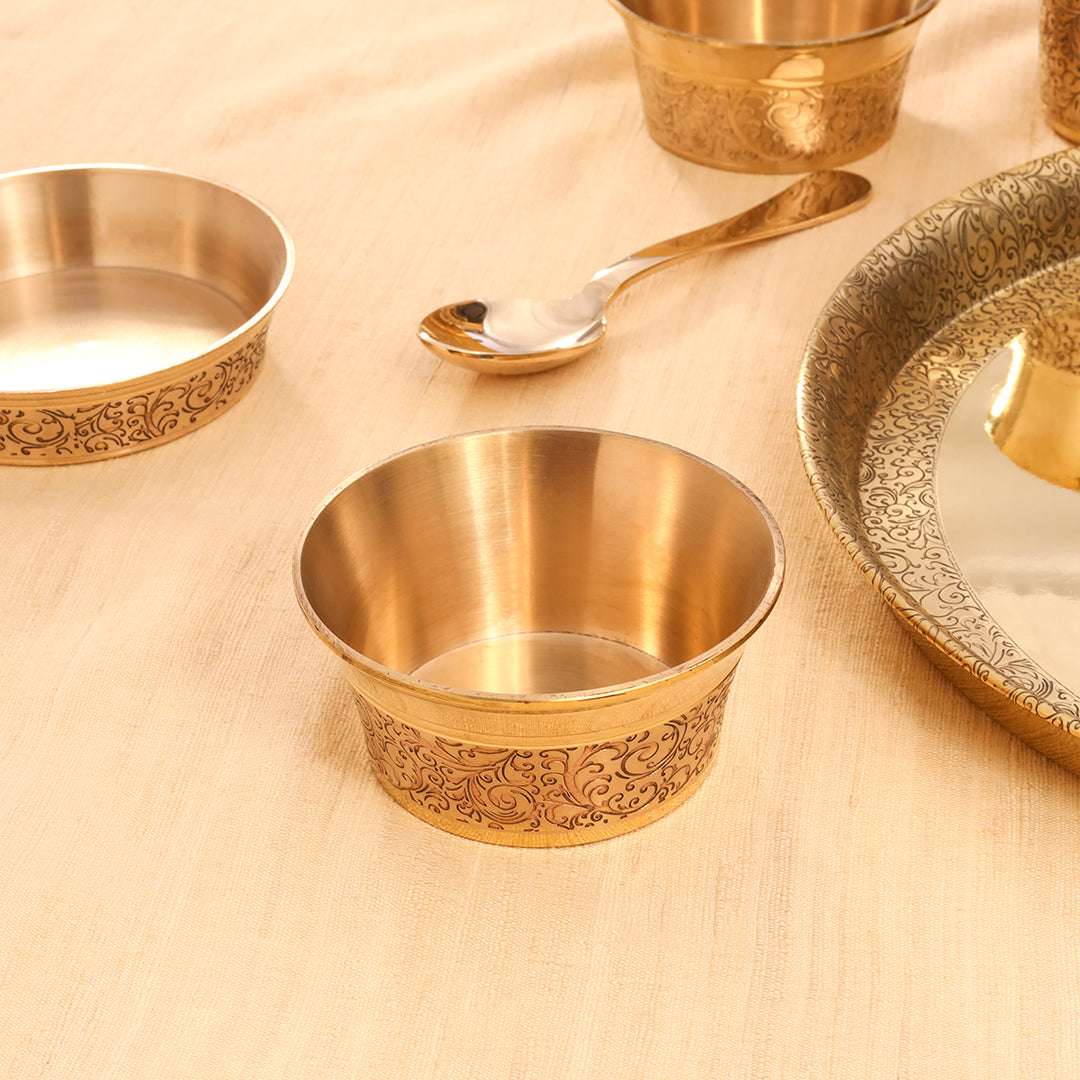 Brass Handcarved Thali/Dinner Set (1.4 Kg) - Image 7