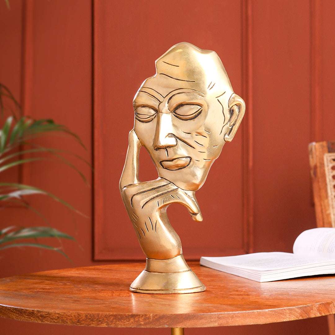 Brass Thinking Face Statue (11.9 Inch) - Image 5