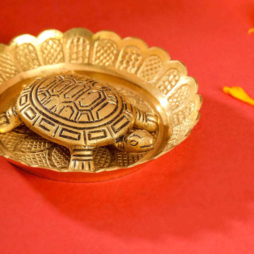 Brass Tortoise With Plate Set - Image 5