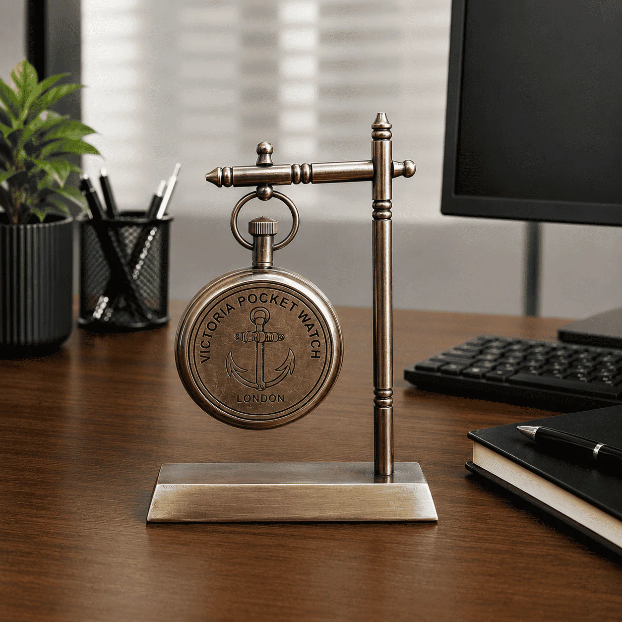 Brass Antique Hanging Table Clock with Stand (5.5 Inch) - Image 4