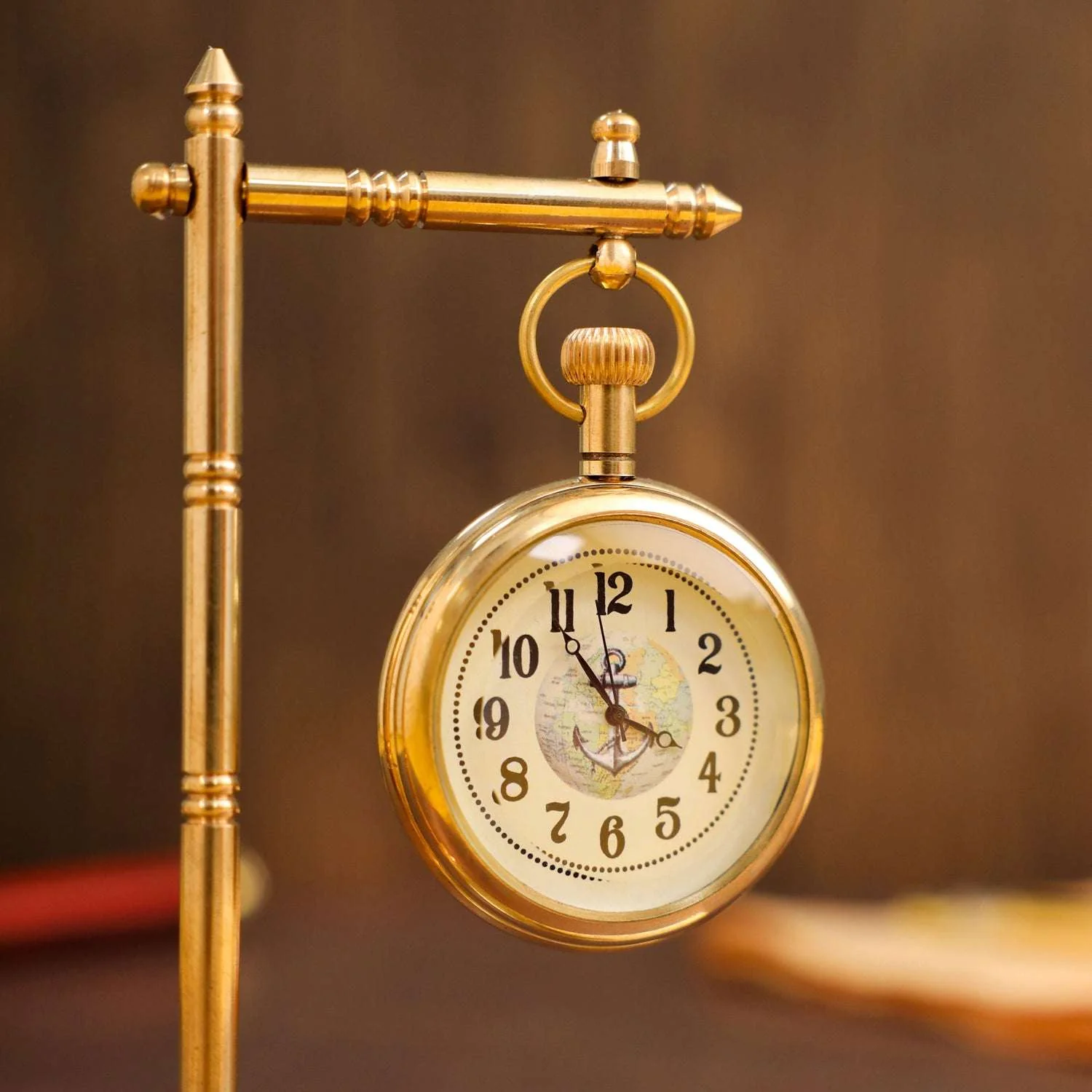 Brass Antique Hanging Table Clock with Stand (5.5 Inch) - Image 8
