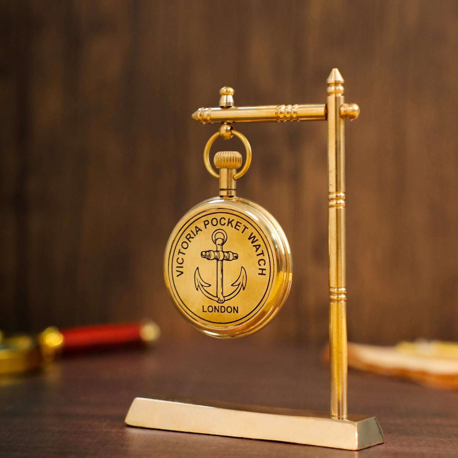 Brass Antique Hanging Table Clock with Stand (5.5 Inch) - Image 9