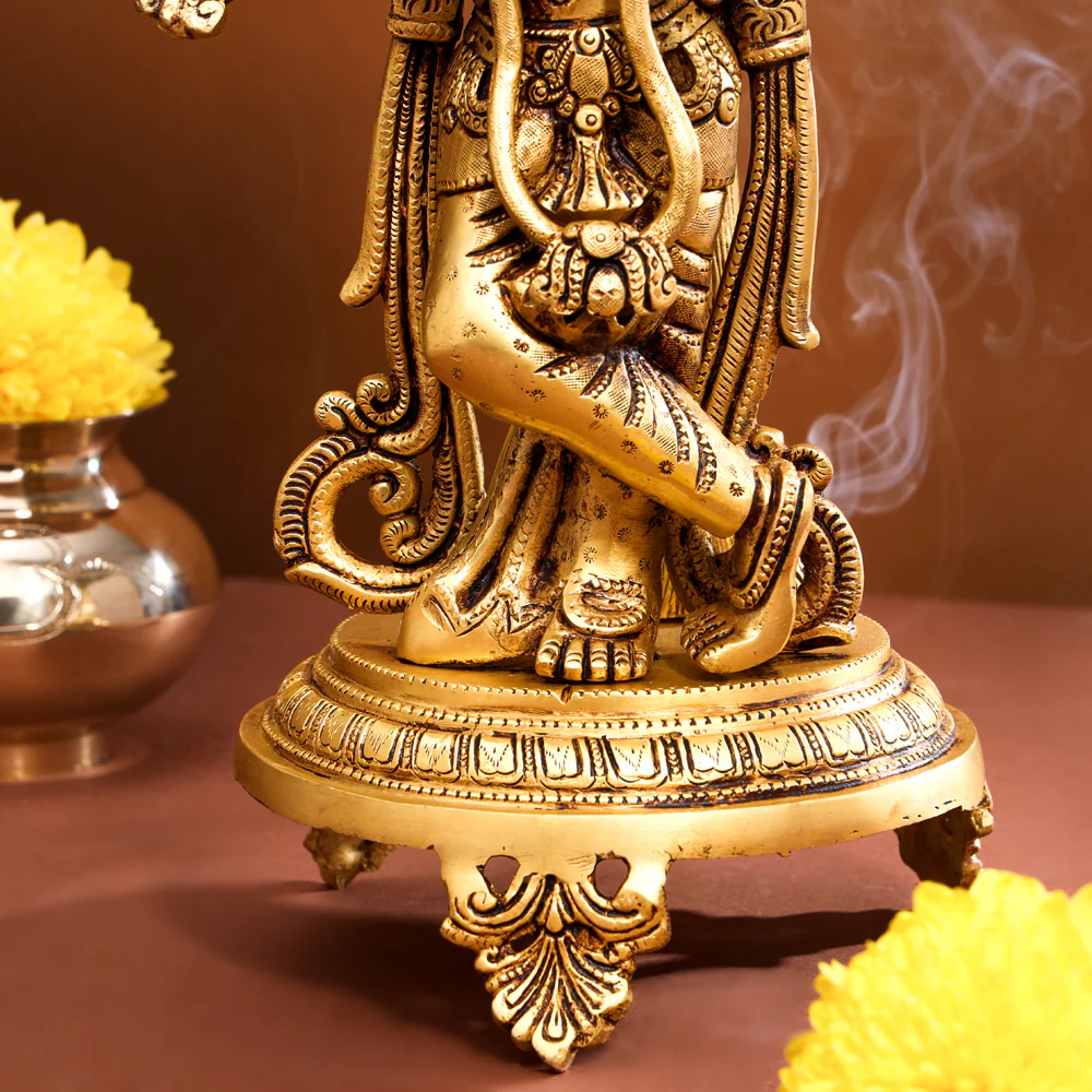 Brass Standing Krishna Idol With Tree (18.5 Inch) - Image 5