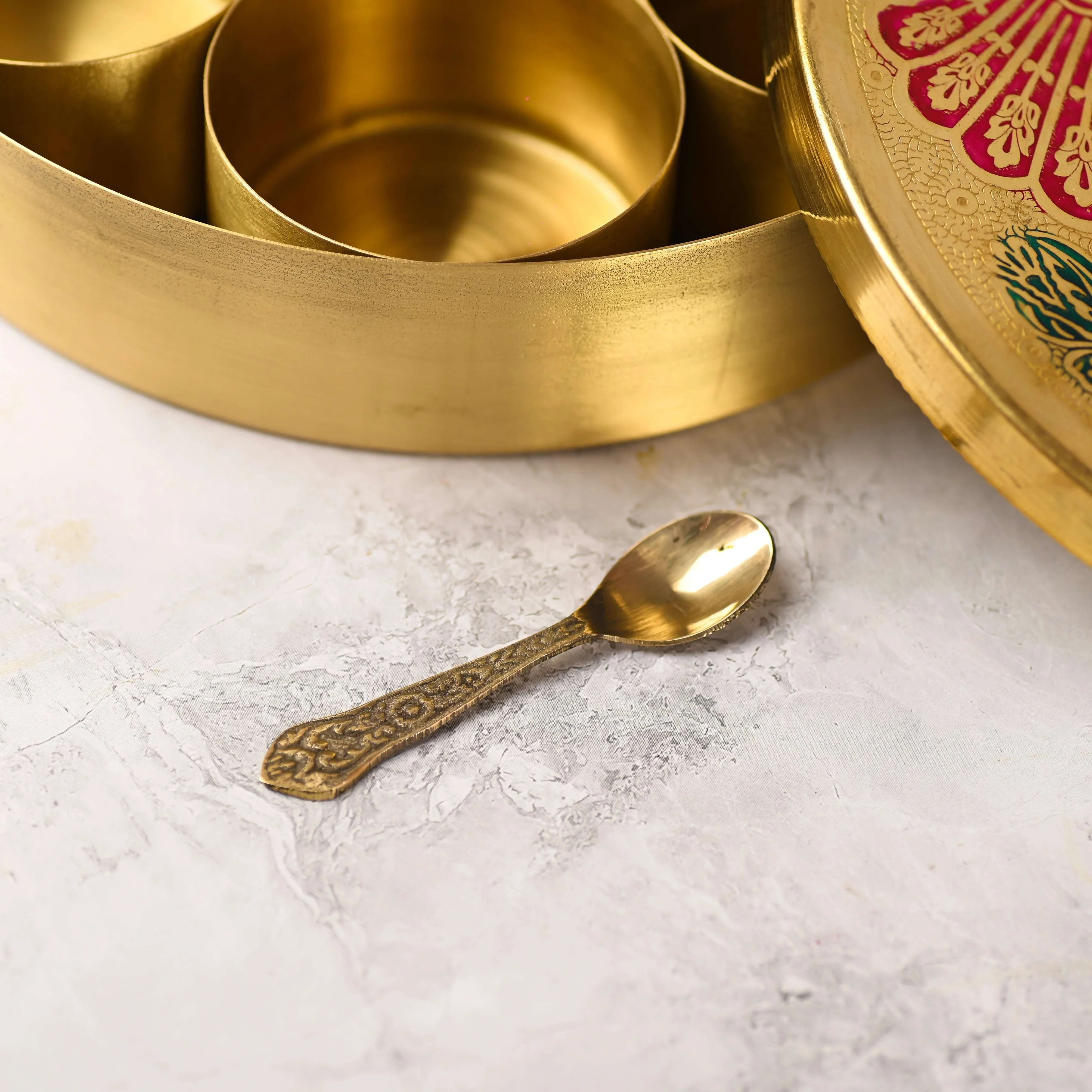 Brass Peacock Masala Daani / Spice Box - Image 3