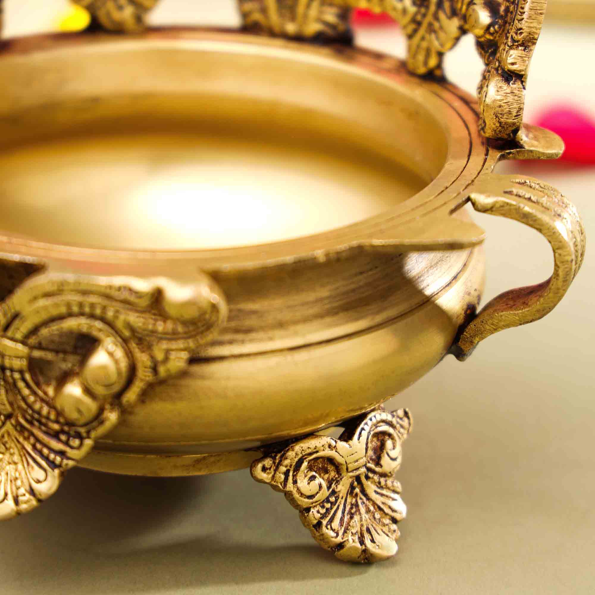 Brass Handcarved Urli Bowl (6.5 Inch) - Image 4
