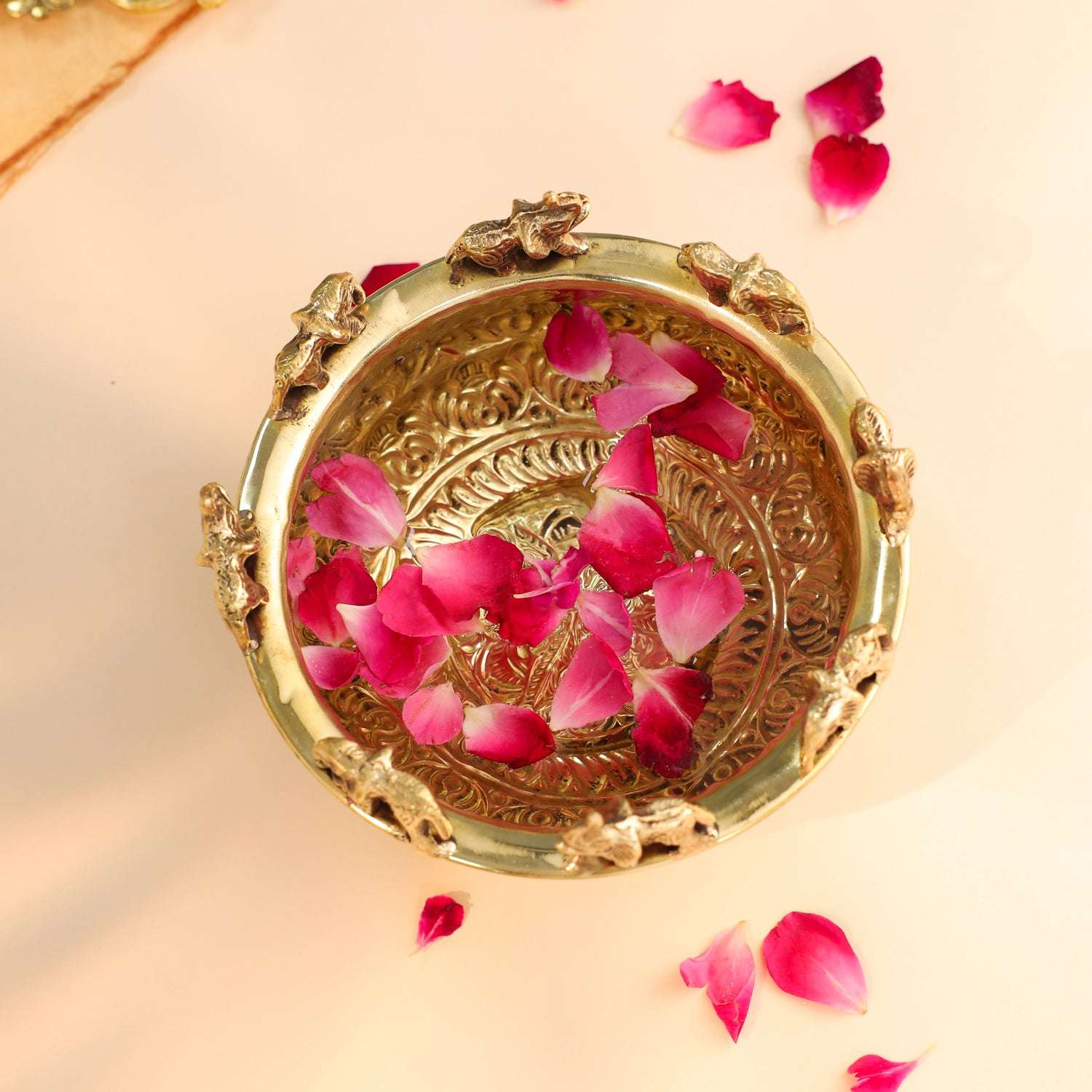 Brass Elephant Urli Bowl - Image 5