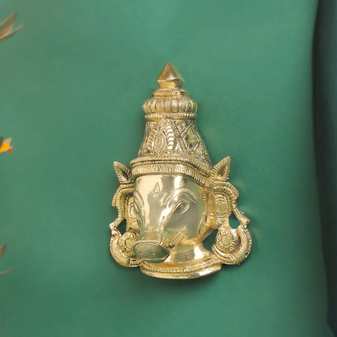Brass Varaha Face Wall Hanging (6.5 Inch) - Image 2