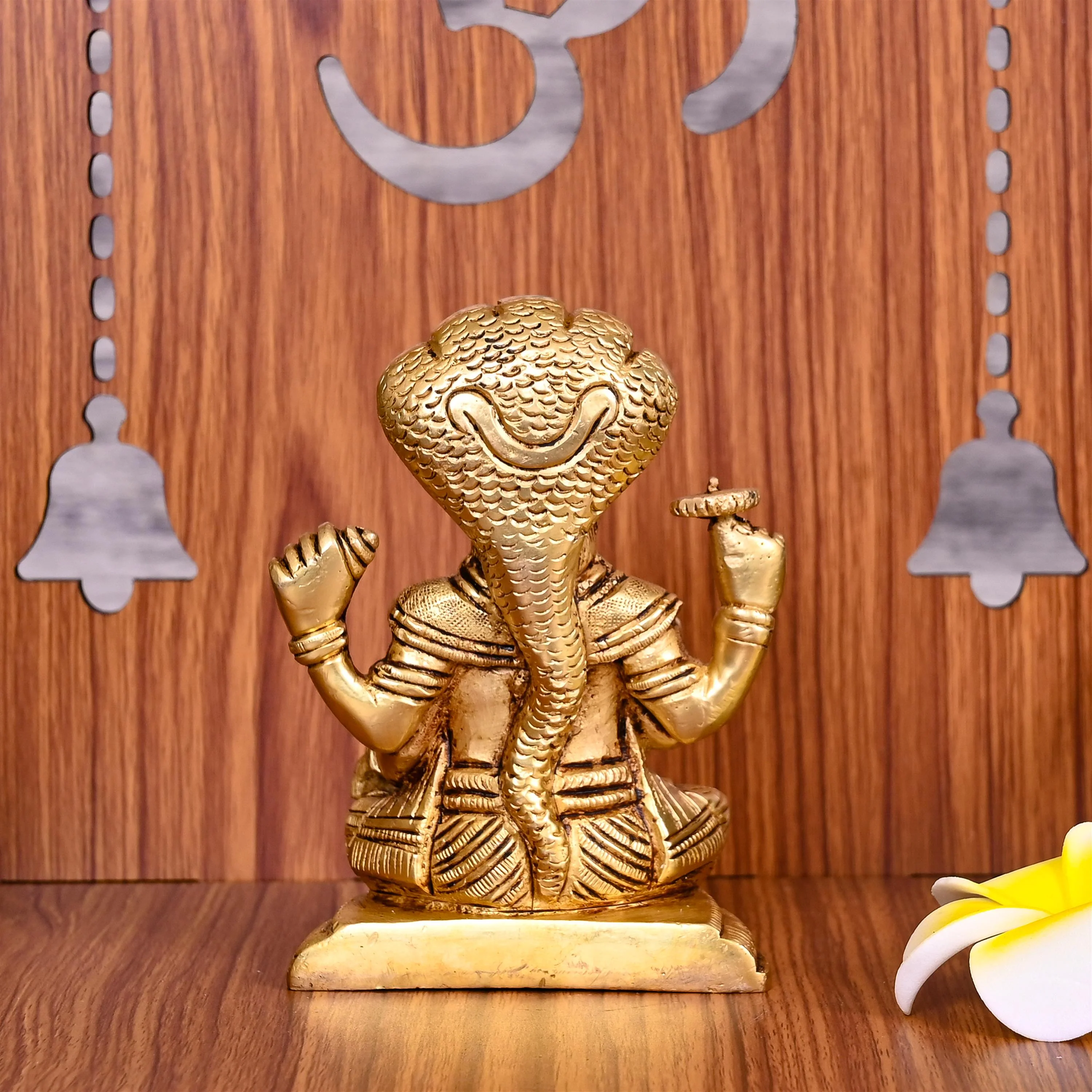 Brass Sitting Lord Vishnu Idol (4.5 Inch) - Image 3