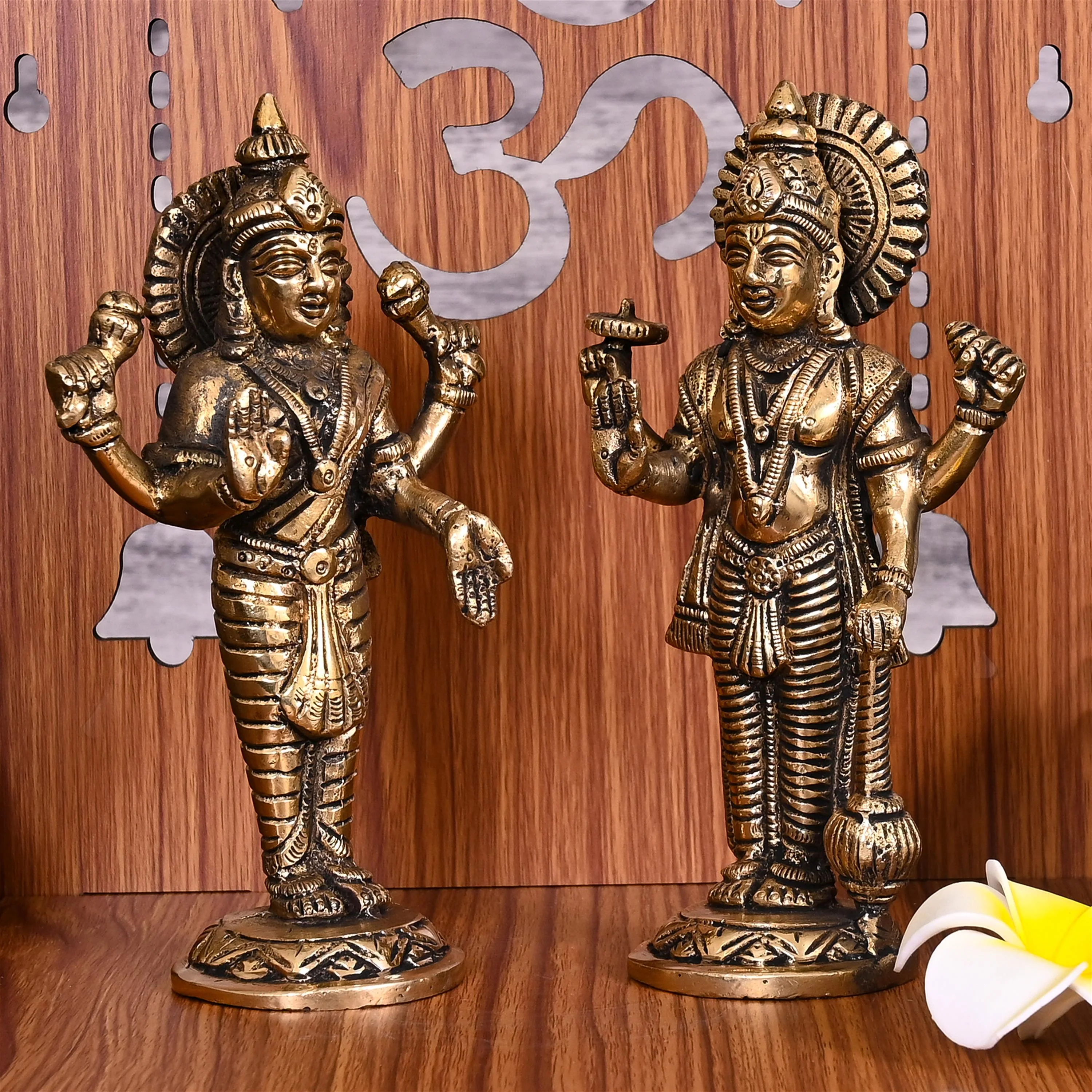 Brass Standing Vishnu Lakshmi Idols Set (7 Inch) - Image 2