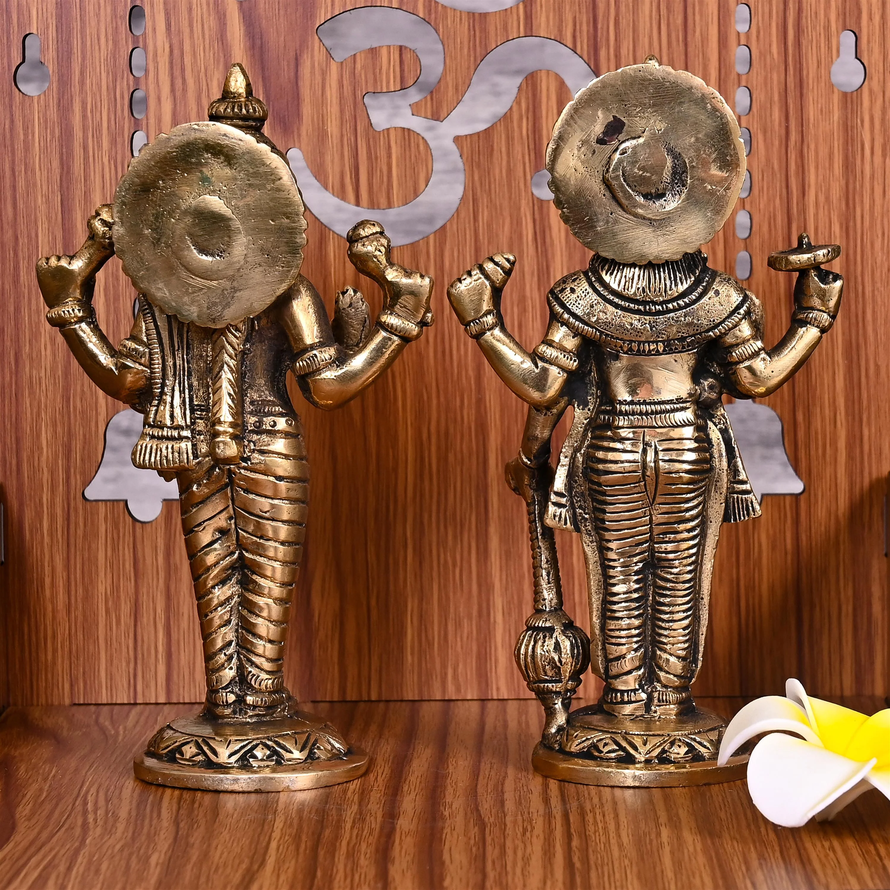 Brass Standing Vishnu Lakshmi Idols Set (7 Inch) - Image 3