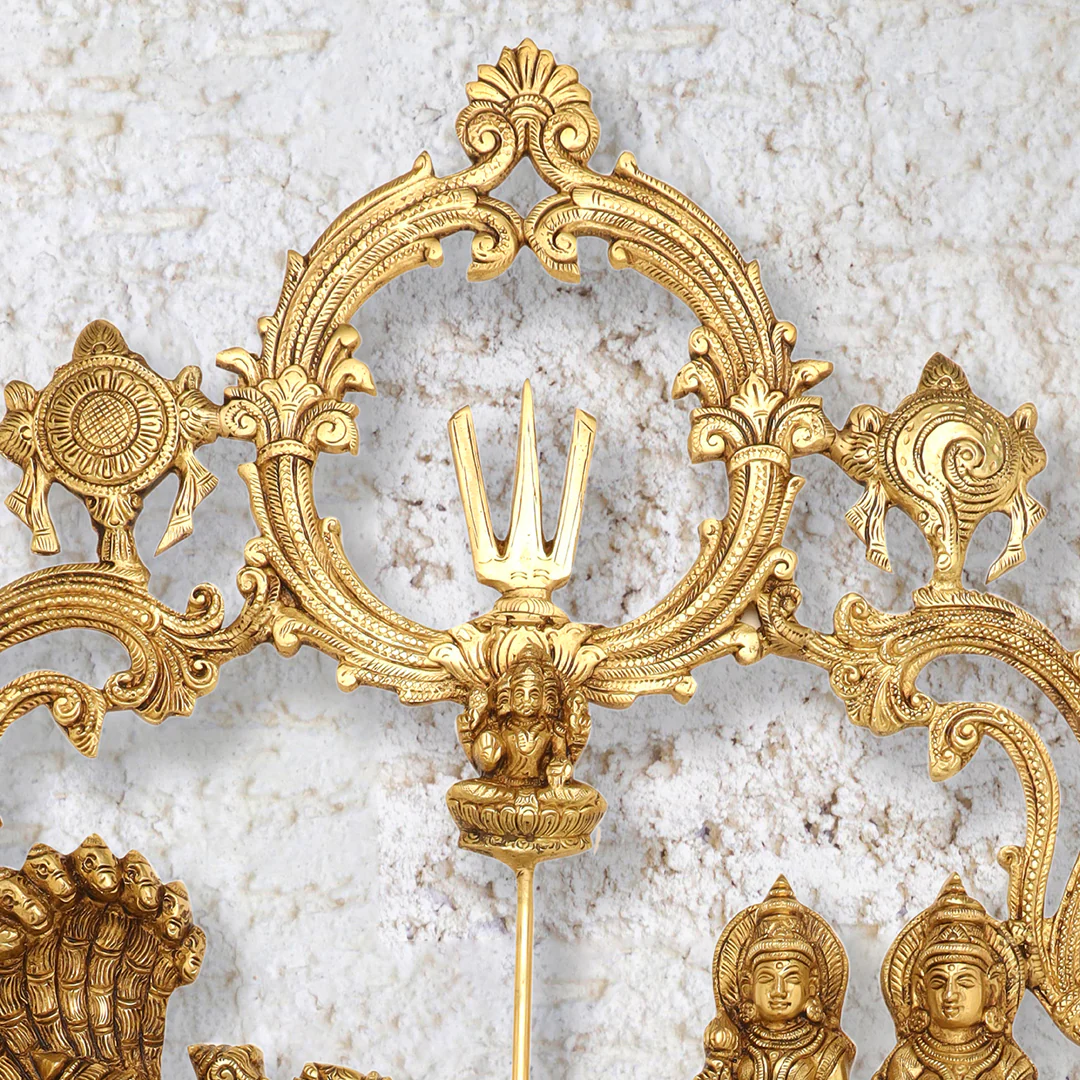 Brass Vishnu Lakshmi (Padmanabha Swamy) Wall Hanging (23 Inch) - Image 4