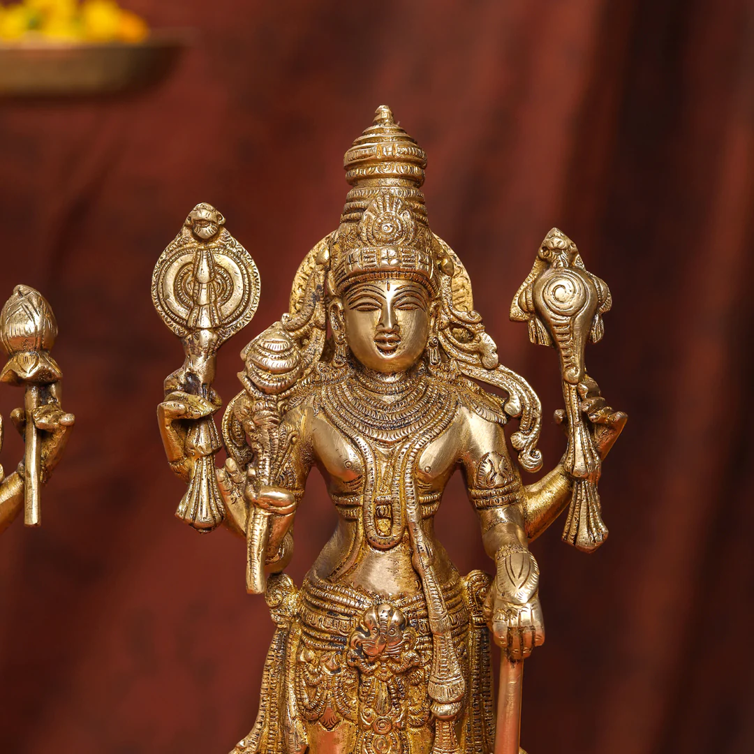 Brass Standing Vishnu Lakshmi Set (15 Inch) - Image 3