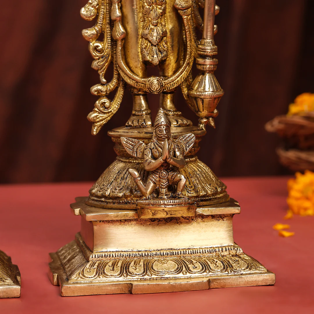 Brass Standing Vishnu Lakshmi Set (15 Inch) - Image 4