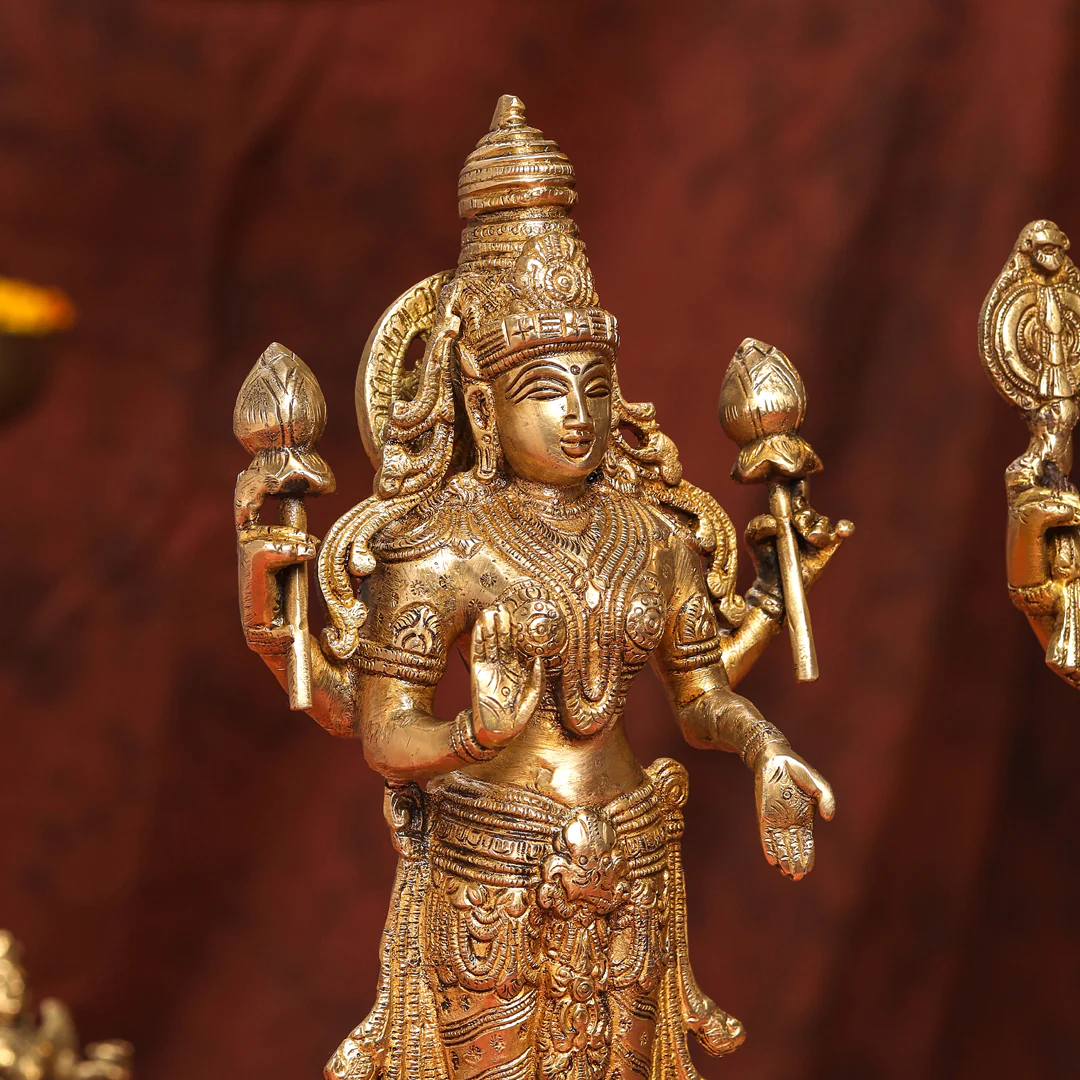 Brass Standing Vishnu Lakshmi Set (15 Inch) - Image 7