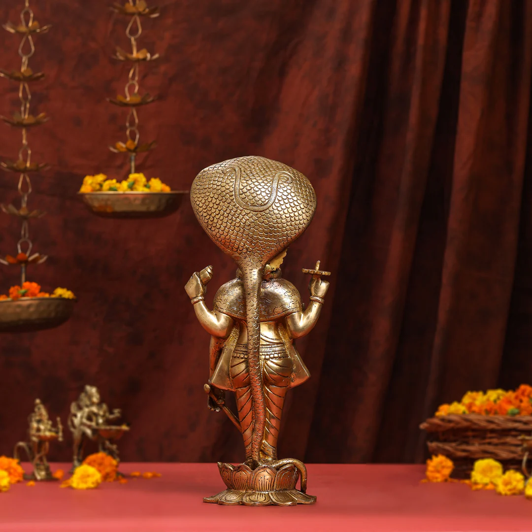 Brass Standing Lord Vishnu Idol (16.5 Inch) - Image 3