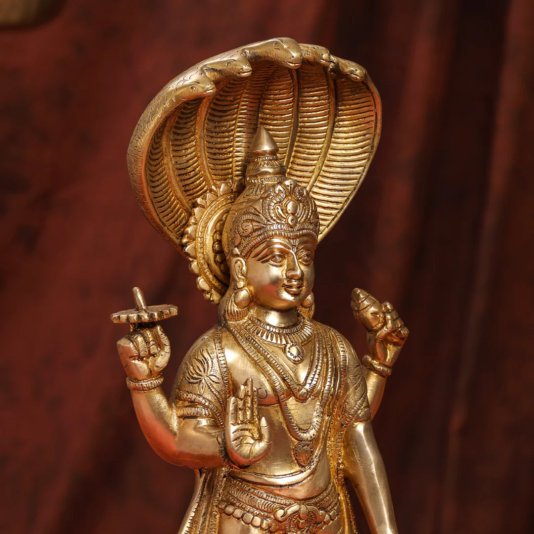 Brass Standing Lord Vishnu Idol (16.5 Inch) - Image 5