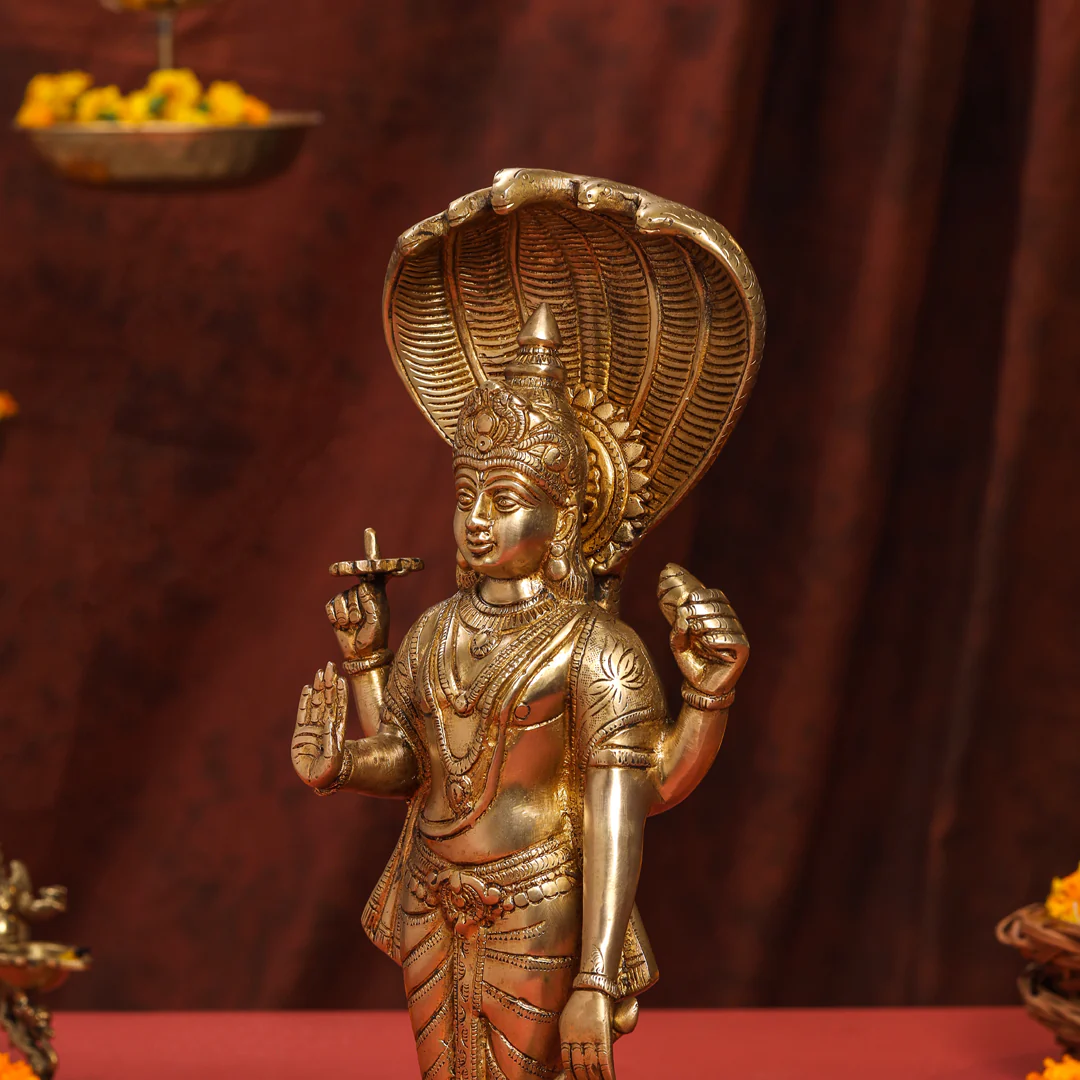 Brass Standing Lord Vishnu Idol (16.5 Inch) - Image 6