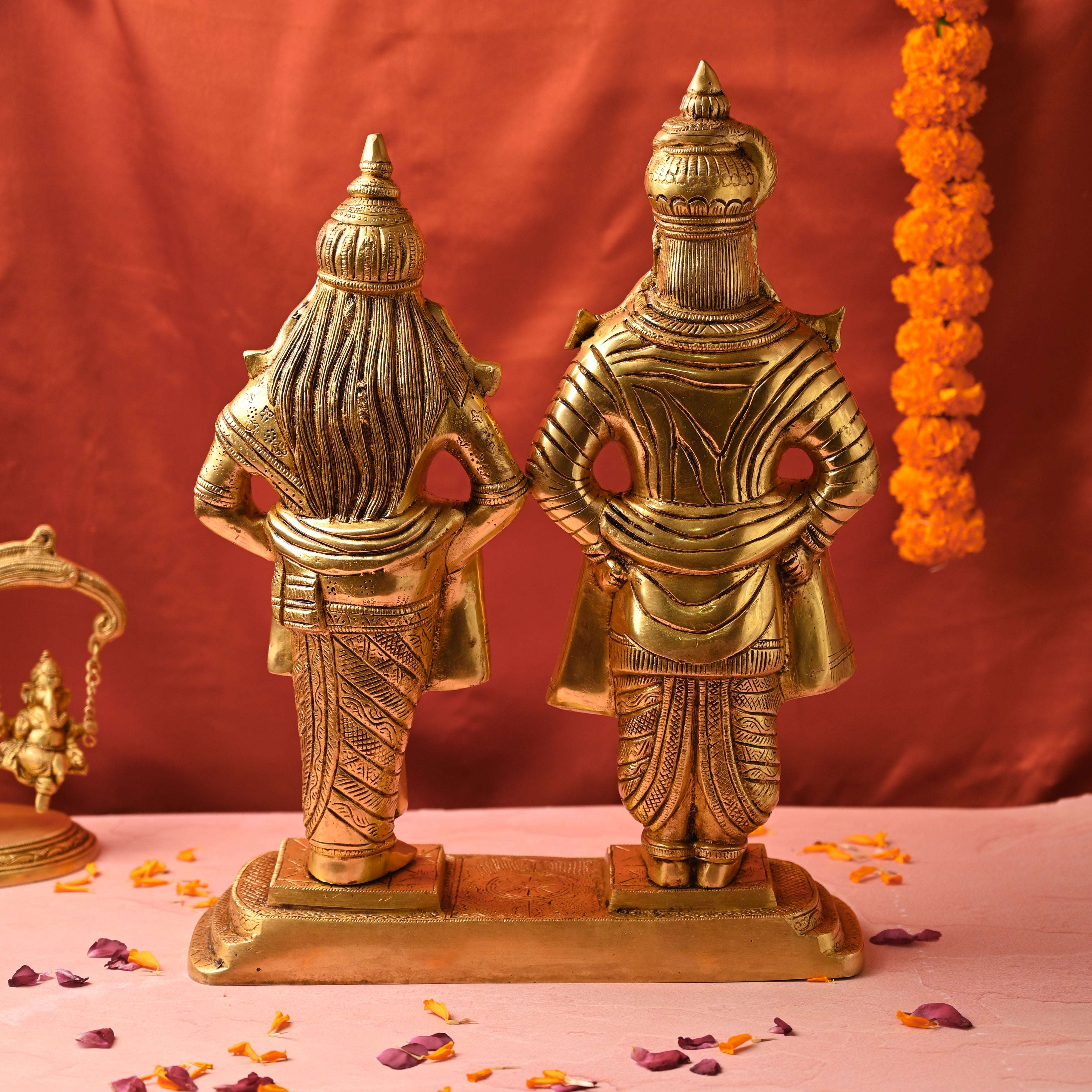 Brass Handcrafted Vitthal Rukmini Statue – Divine Traditional Decor (18.5 Inch) - Image 3
