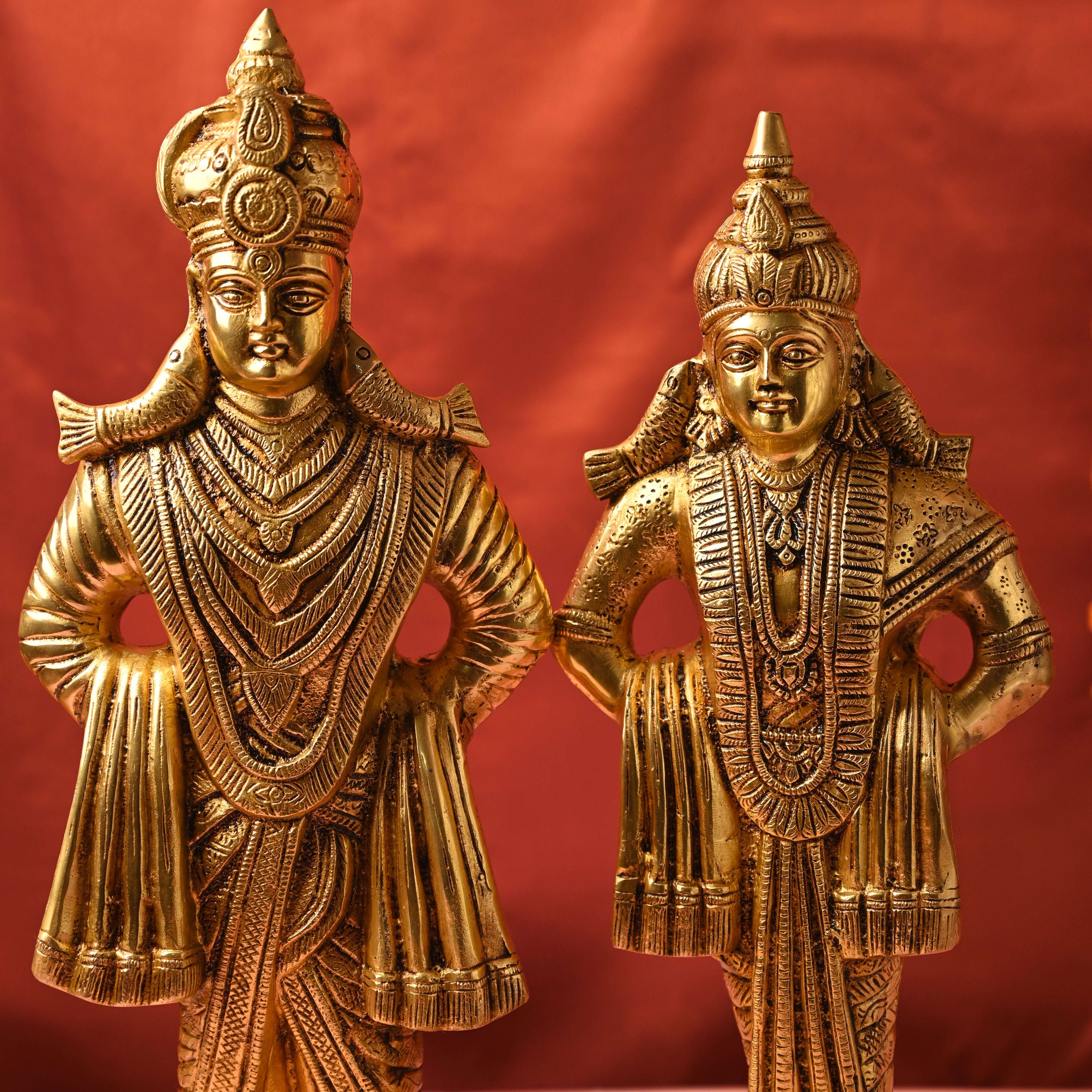 Brass Handcrafted Vitthal Rukmini Statue – Divine Traditional Decor (18.5 Inch) - Image 4