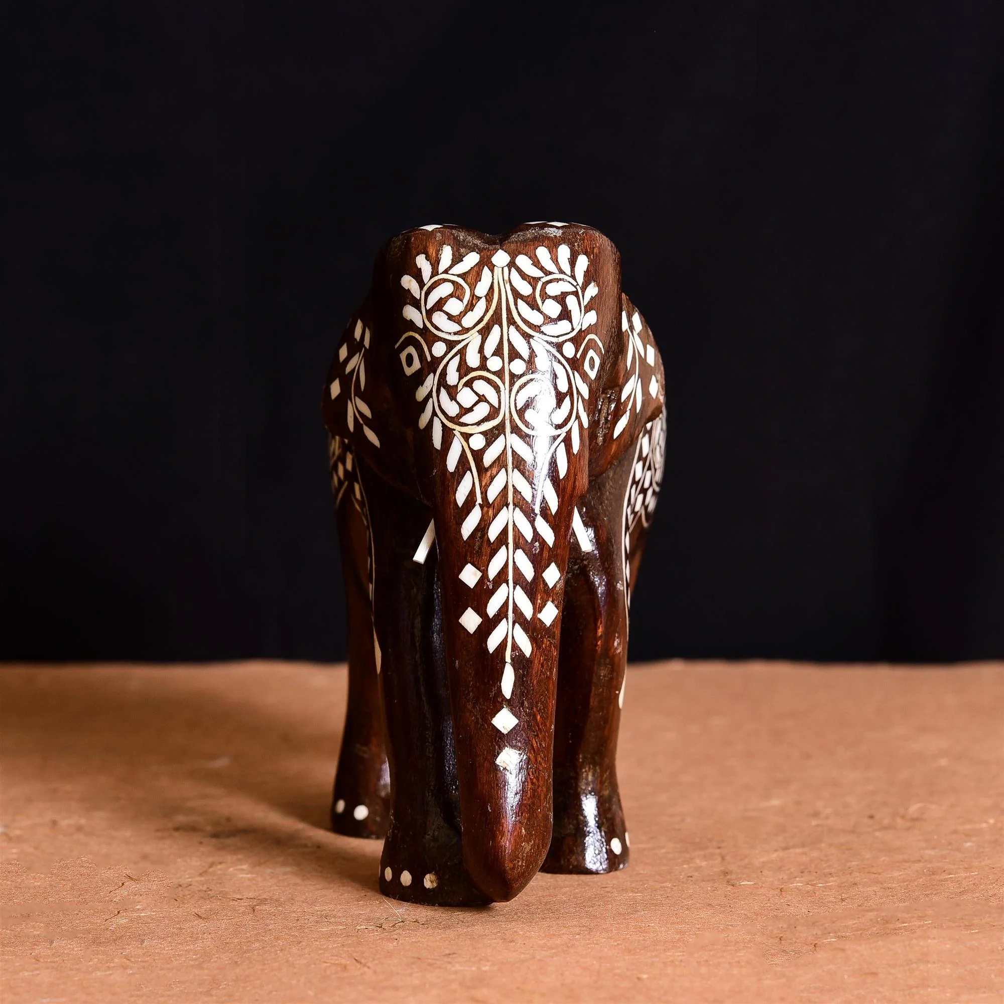 Wooden Inlay Elephant Statue - Image 3