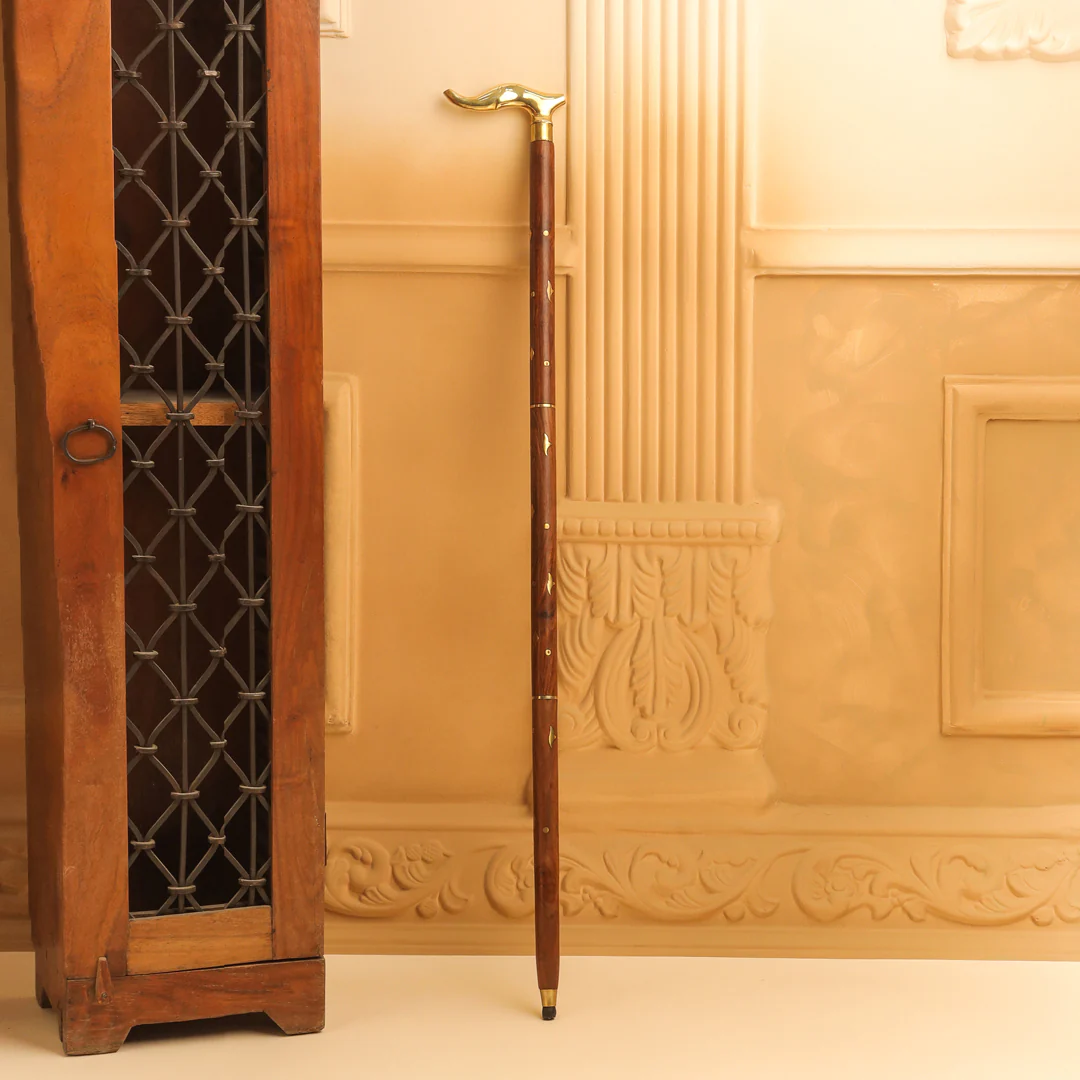 Brass Wooden Walking Stick (37 Inch) - Image 6