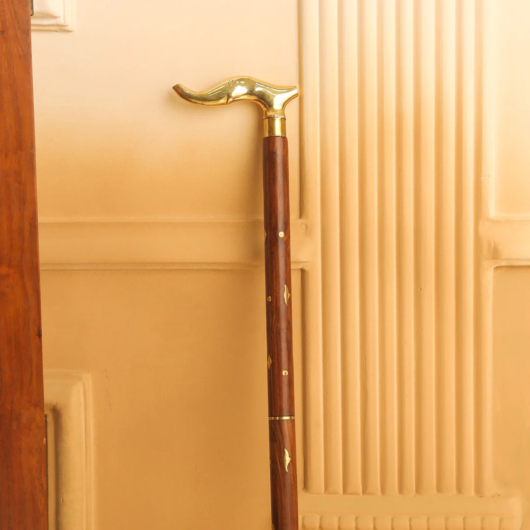 Brass Wooden Walking Stick (37 Inch) - Image 7
