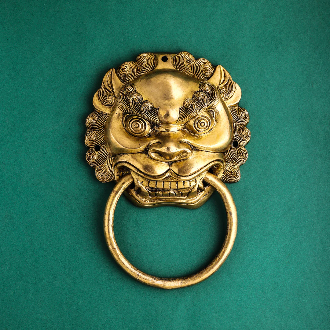Brass Yali/kirtimukha Face Door Knocker (9.5 Inch)