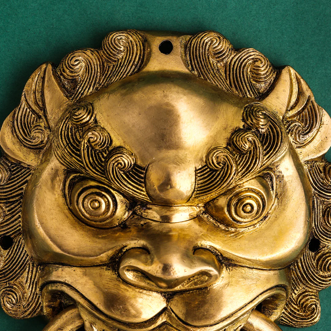 Brass Yali/kirtimukha Face Door Knocker (9.5 Inch) - Image 2