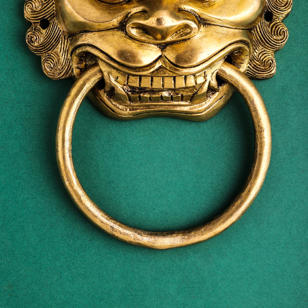 Brass Yali/kirtimukha Face Door Knocker (9.5 Inch) - Image 3