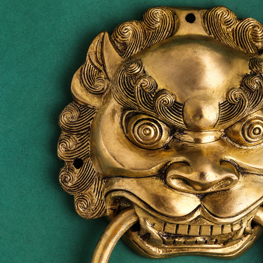 Brass Yali/kirtimukha Face Door Knocker (9.5 Inch) - Image 4