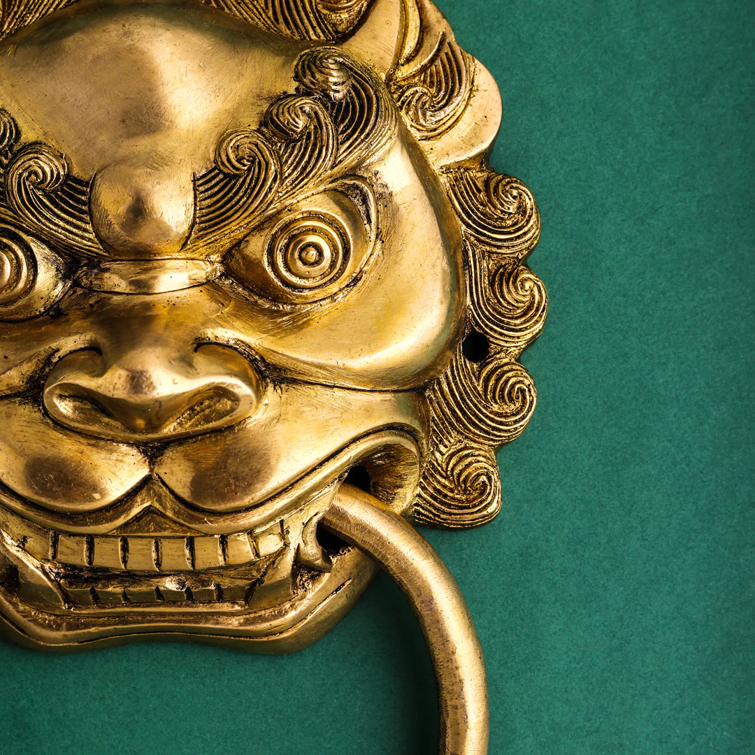 Brass Yali/kirtimukha Face Door Knocker (9.5 Inch) - Image 5