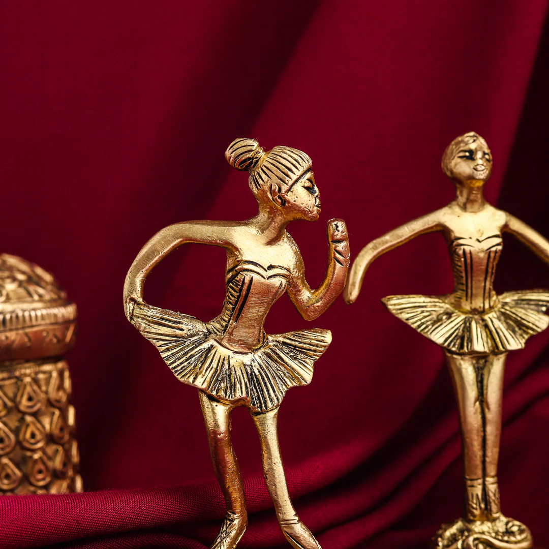 Graceful Brass Dancing Ballerinas – Set of 5 Elegant Figurines (4.2-Inch) - Image 4