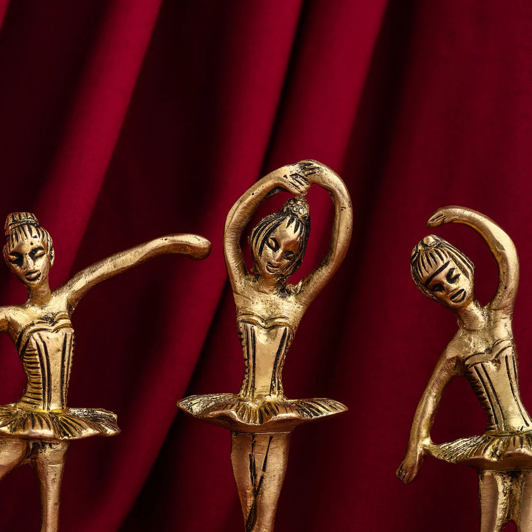 Graceful Brass Dancing Ballerinas – Set of 5 Elegant Figurines (4.2-Inch) - Image 5