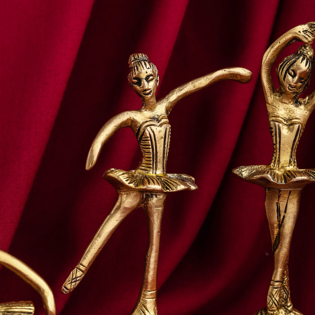 Graceful Brass Dancing Ballerinas – Set of 5 Elegant Figurines (4.2-Inch) - Image 7