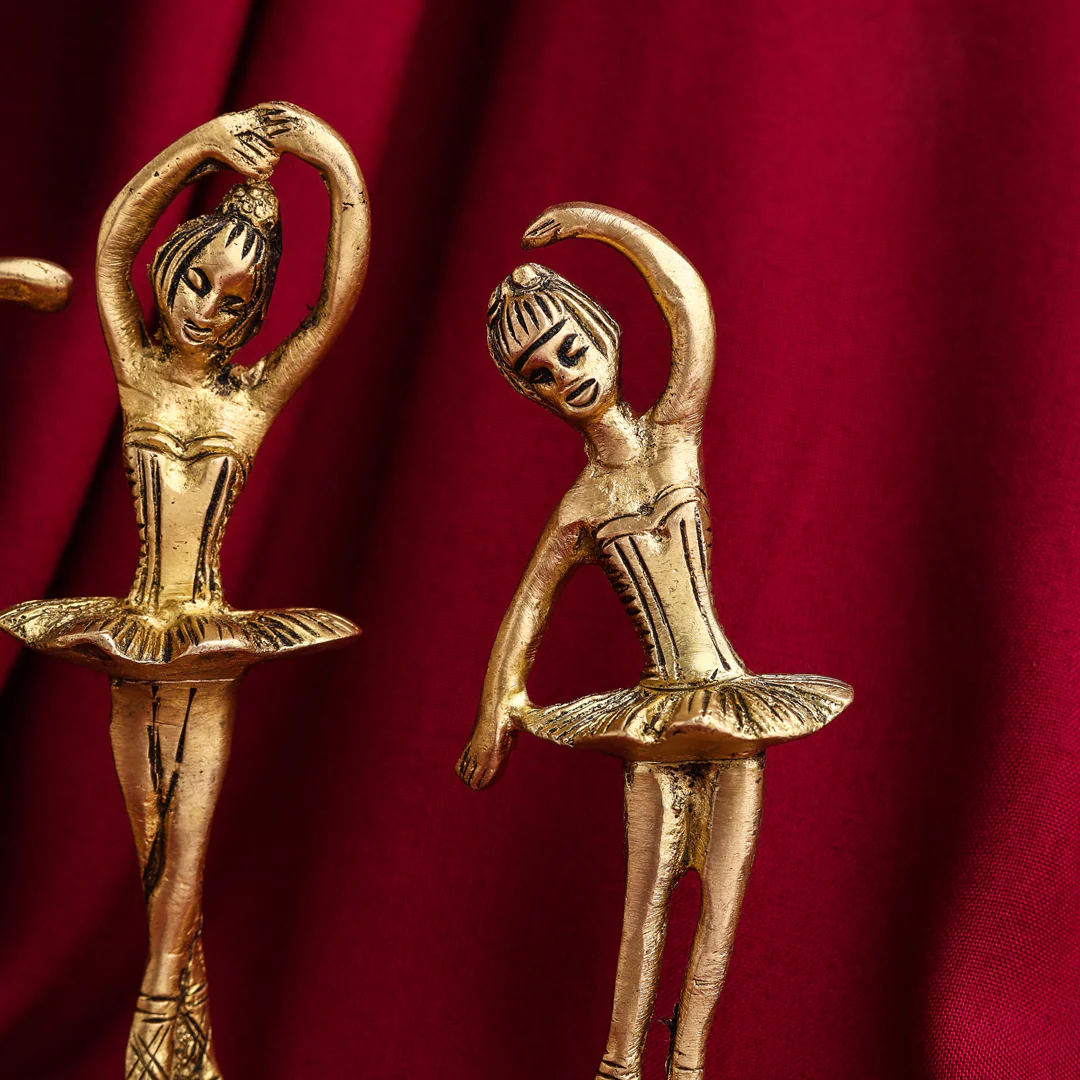 Graceful Brass Dancing Ballerinas – Set of 5 Elegant Figurines (4.2-Inch) - Image 8